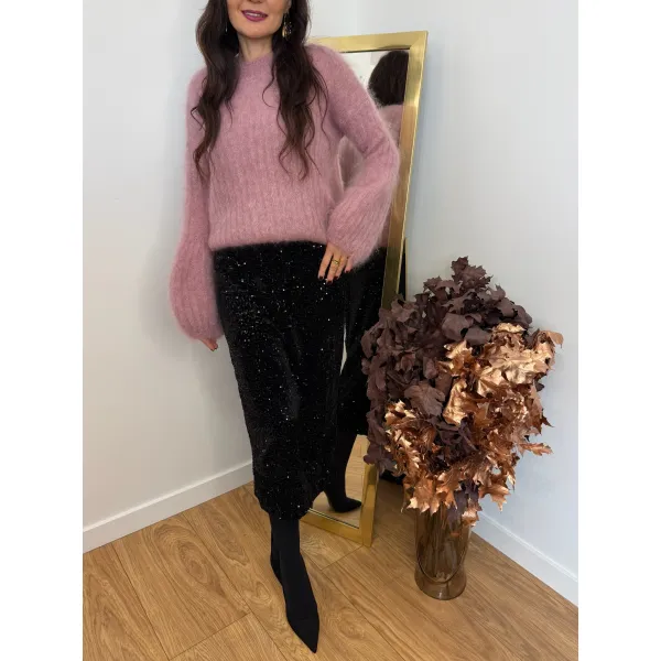 Moherowy sweter LUCE w odcieniu jagody