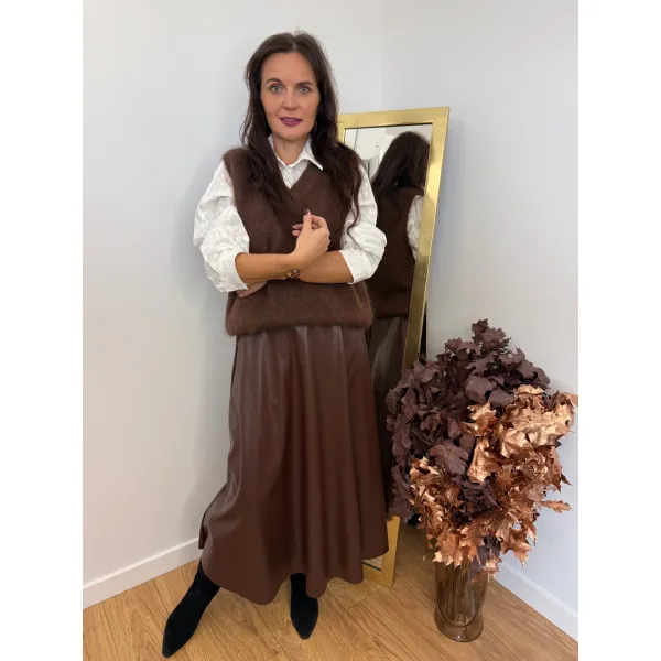 Moherowa kamizelka MAYA w kolorze czekoladowym