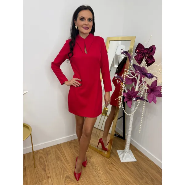 Wiskozowa sukienka LARYSA w odcieniu czerwieni rozmiar S