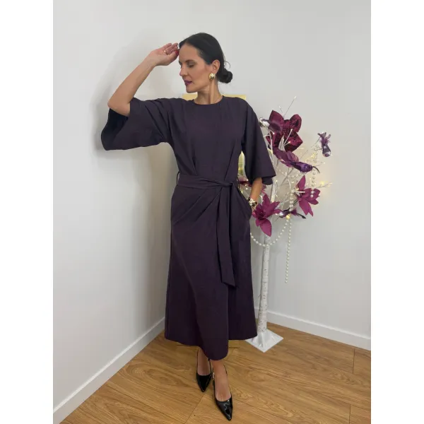 Wiskozowa sukienka SOPHIE w odcieniu śliwki rozmiar S