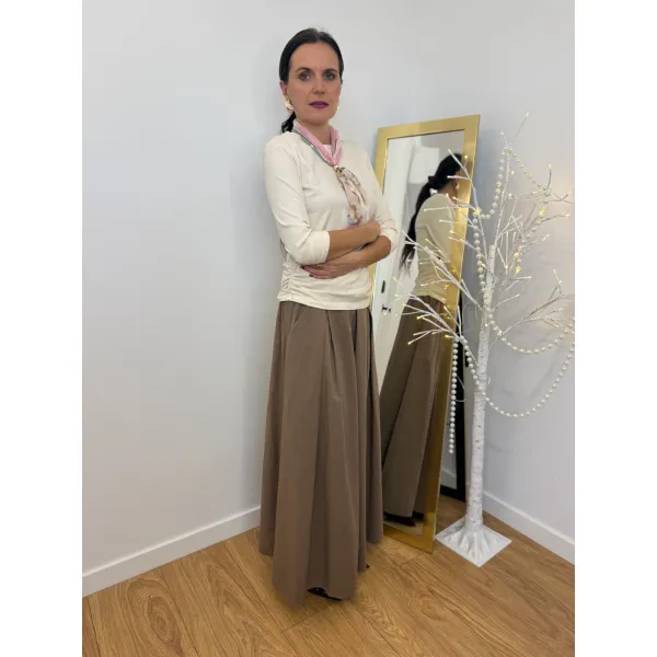 Bawełniana bluzka ORIANA z gawroszką w odcieniu wanilii