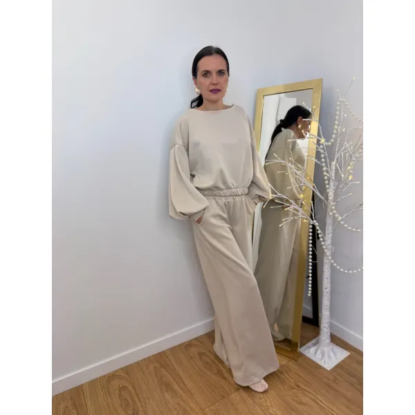 Wiskozowy komplet PALOMA w odcieniu beżu