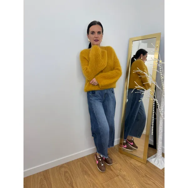 Bawełniane spodnie LIZA w odcieniu jeansu rozmiar XS/S