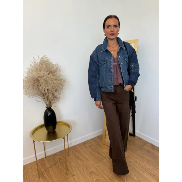 Bawełniana kurtka BOMBER w kolorze granatu