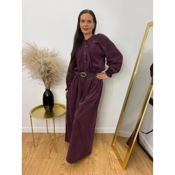 Sztruksowy set GLORIA w odcieniu śliwki