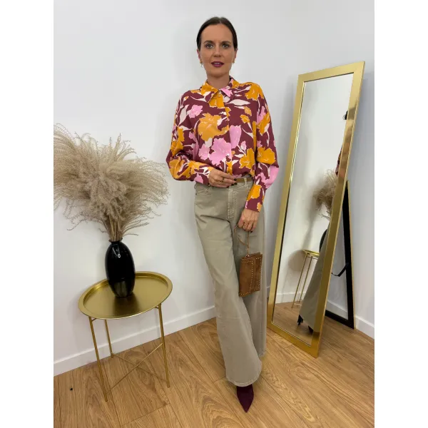 Wiskozową koszula FEBE w odcieniu jesieni