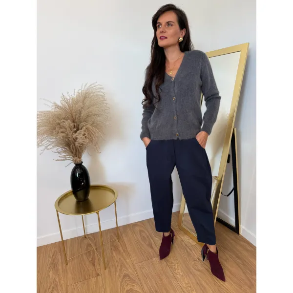 Bawełniane spodnie JULIA w kolorze granatu