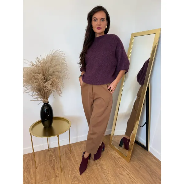 Bawełniane spodnie JULIA w odcieniu karmelowym