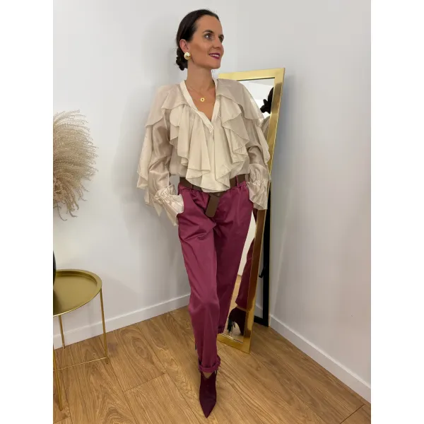 Koszula z lyocellu ROZI w kolorze wanilii