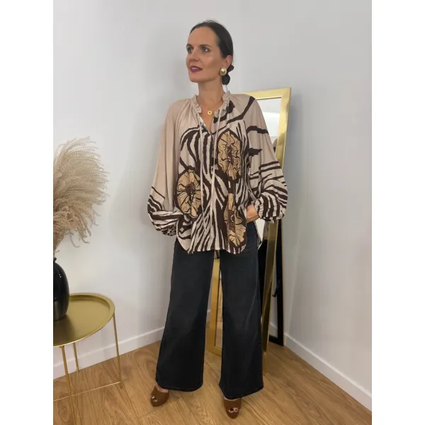 Koszula z lyocellu ARIANA w odcieniu brązów