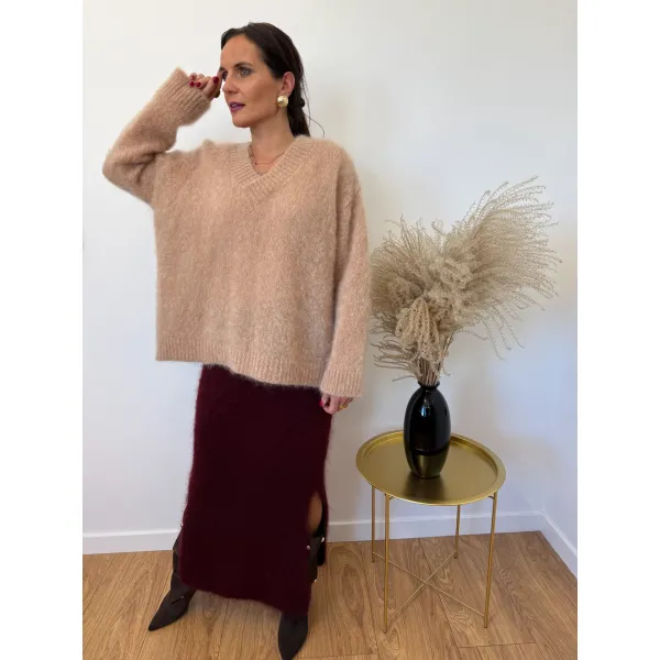 Moherowy sweter PAOLA w odceiniu złotego piasku