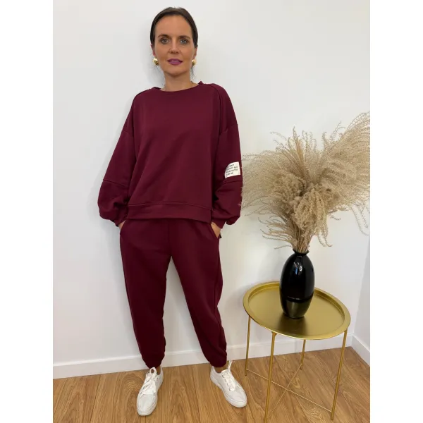 Bawełniany dres ALEX w kolorze wina