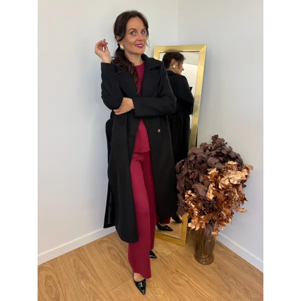 Wełniany płaszcz CHLOE w kolorze czarnej nocy