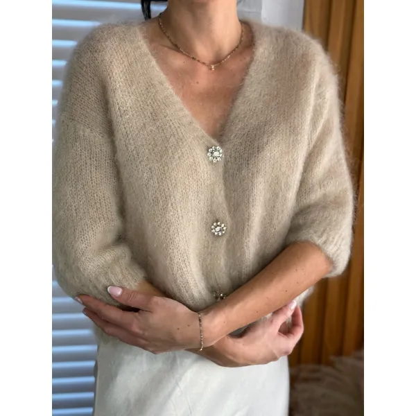 Moherowy  Sweter  Nocturne w kolorze kremowe latte