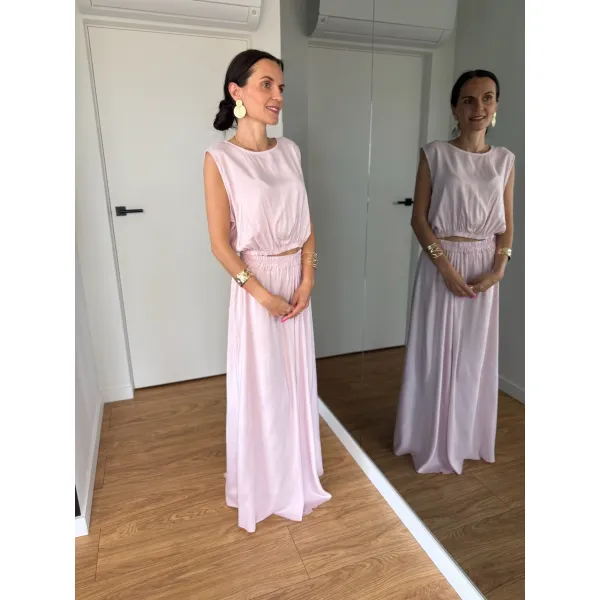 Komplet z wiskozy VERANO w kolorze pudrowego różu