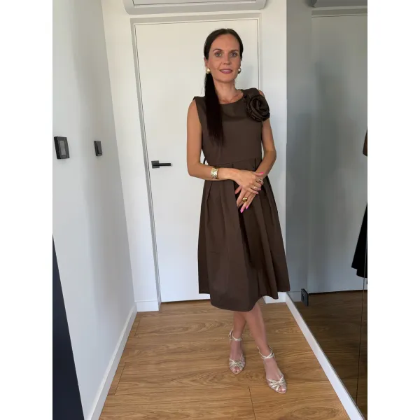 Bawełniana sukienka Amore w kolorze czekoladowym